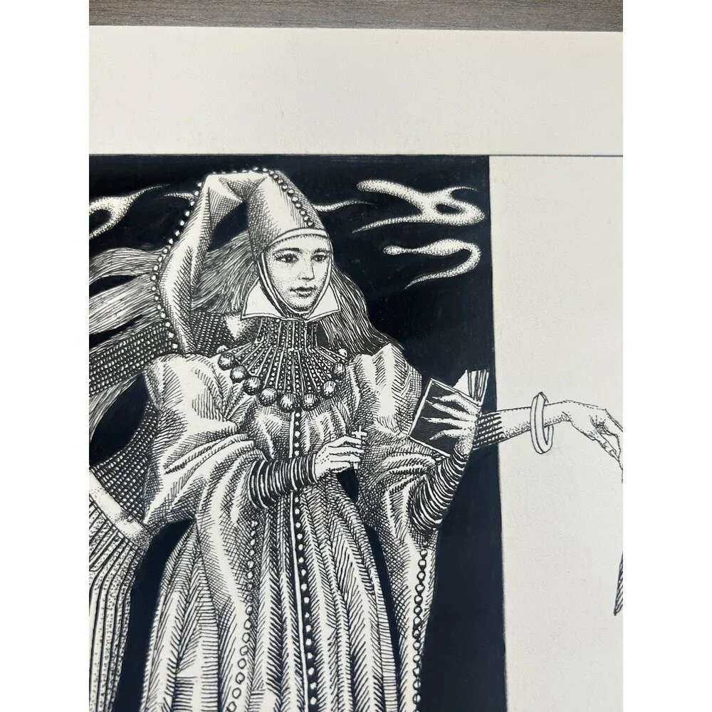 Original Alexander Valdman 2002 Signed Pen & Ink Drawing - Theatrical